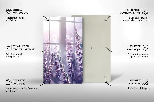 Kuchynská doska veľká zo skla Poľné kvety a motýľ