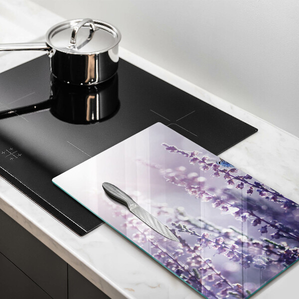 Kuchynská doska veľká zo skla Poľné kvety a motýľ