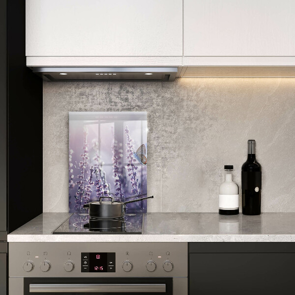 Kuchynská doska veľká zo skla Poľné kvety a motýľ