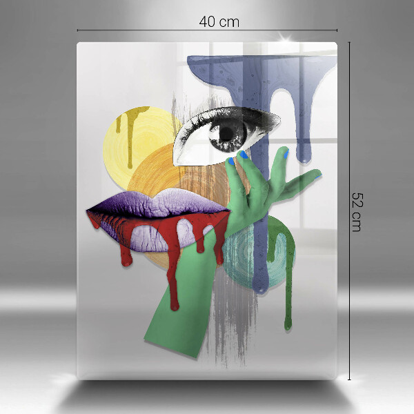 Kuchynská doska veľká zo skla Umelecká abstraktná koláž