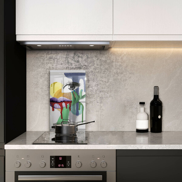 Kuchynská doska veľká zo skla Umelecká abstraktná koláž