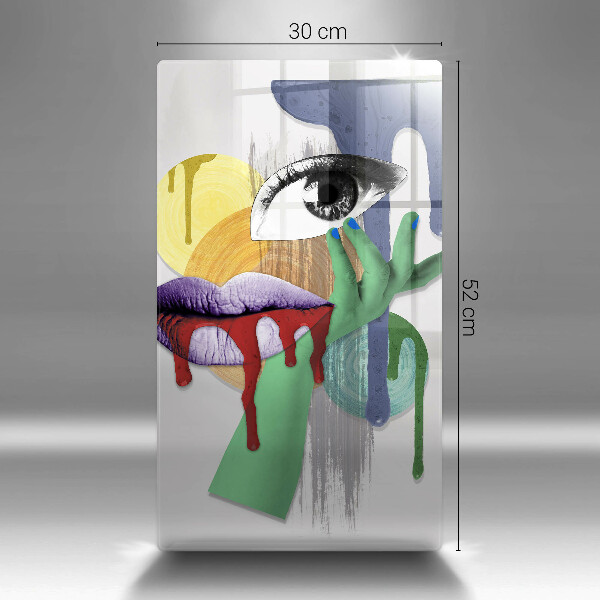 Kuchynská doska veľká zo skla Umelecká abstraktná koláž