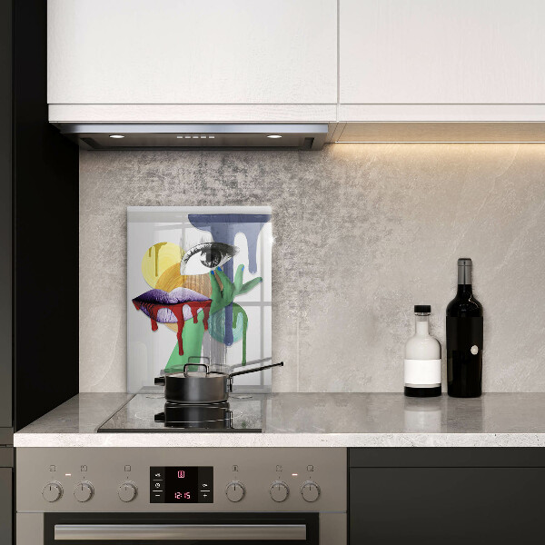 Kuchynská doska veľká zo skla Umelecká abstraktná koláž