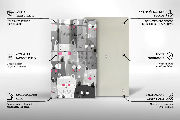 Kuchynská doska veľká zo skla Ilustrácie mačky