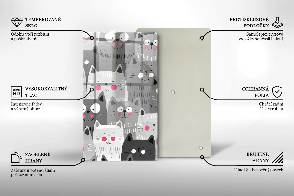 Kuchynská doska veľká zo skla Ilustrácie mačky