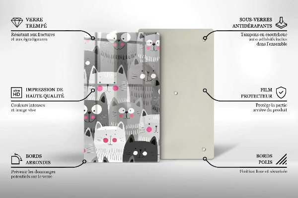 Kuchynská doska veľká zo skla Ilustrácie mačky