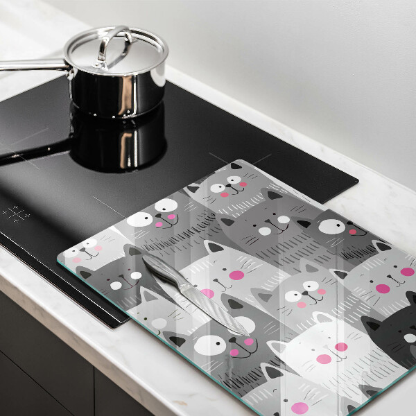 Kuchynská doska veľká zo skla Ilustrácie mačky