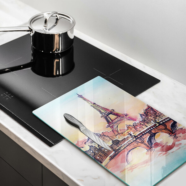 Kuchynská doska veľká zo skla Krajina Parížskej Eiffelovej veže