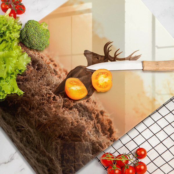 Kuchynská doska veľká zo skla Jeleň v poli