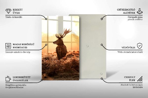 Kuchynská doska veľká zo skla Jeleň v poli