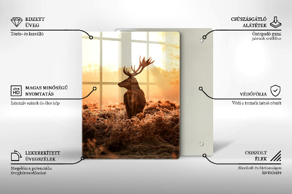 Kuchynská doska veľká zo skla Jeleň v poli