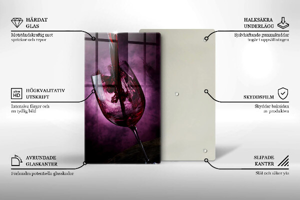 Kuchynská doska veľká zo skla Pohár vína