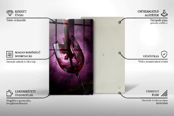 Kuchynská doska veľká zo skla Pohár vína