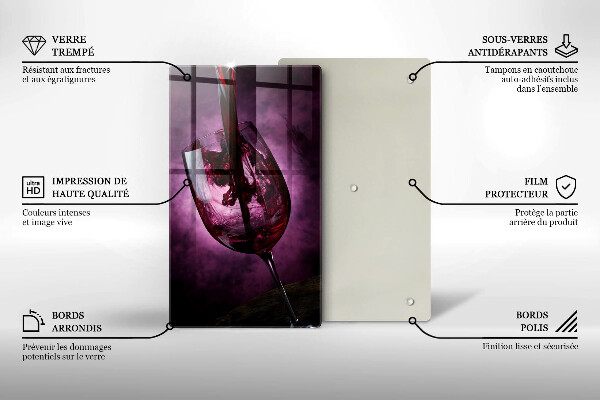 Kuchynská doska veľká zo skla Pohár vína