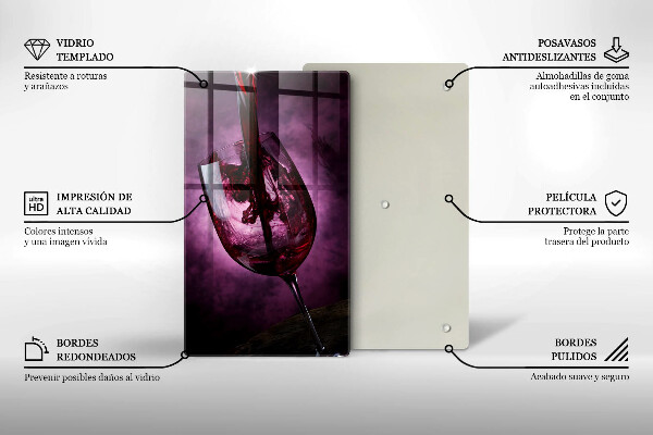 Kuchynská doska veľká zo skla Pohár vína