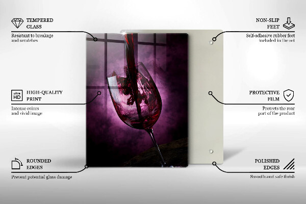 Kuchynská doska veľká zo skla Pohár vína