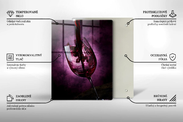 Kuchynská doska veľká zo skla Pohár vína