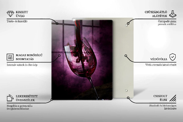 Kuchynská doska veľká zo skla Pohár vína