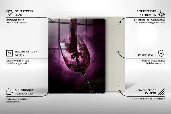 Kuchynská doska veľká zo skla Pohár vína