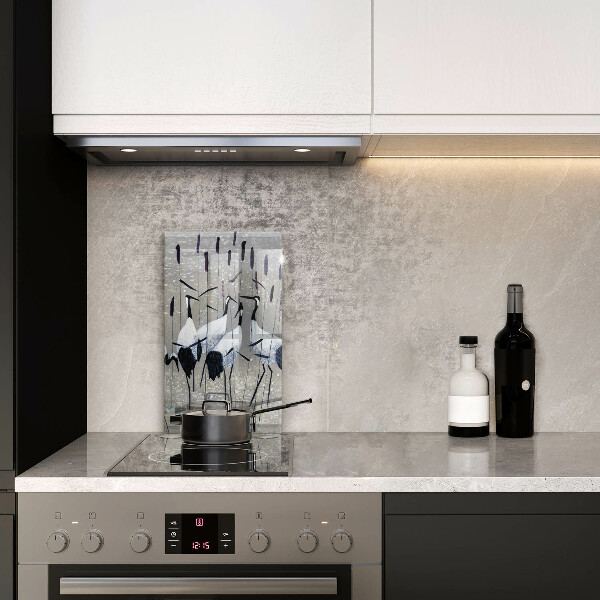 Kuchynská doska veľká zo skla Japonské žeriavy