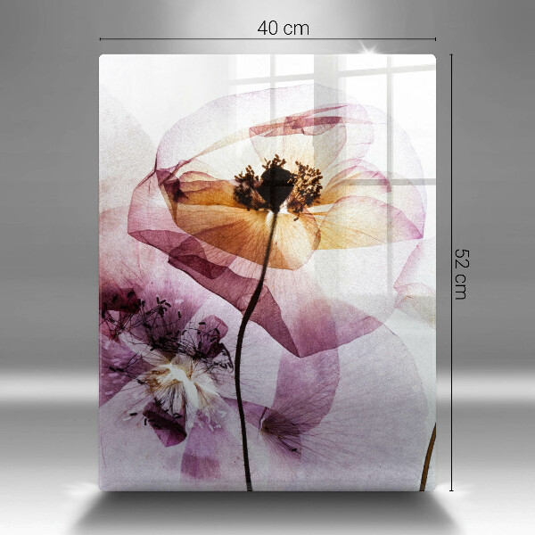 Kuchynská doska veľká zo skla Jemné kvety