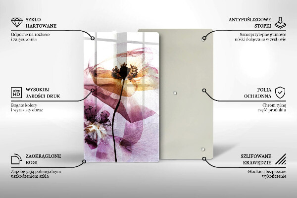 Kuchynská doska veľká zo skla Jemné kvety