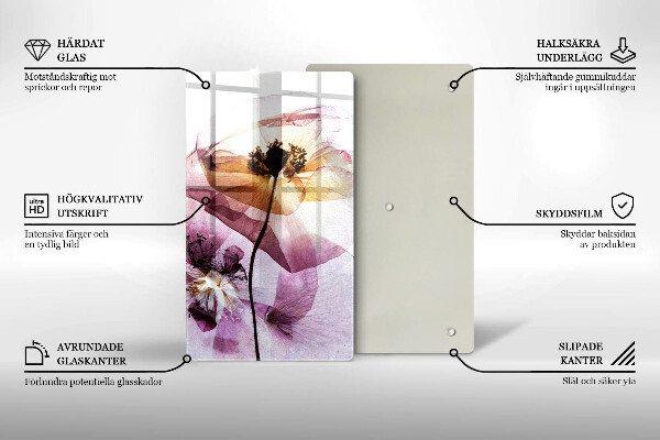 Kuchynská doska veľká zo skla Jemné kvety