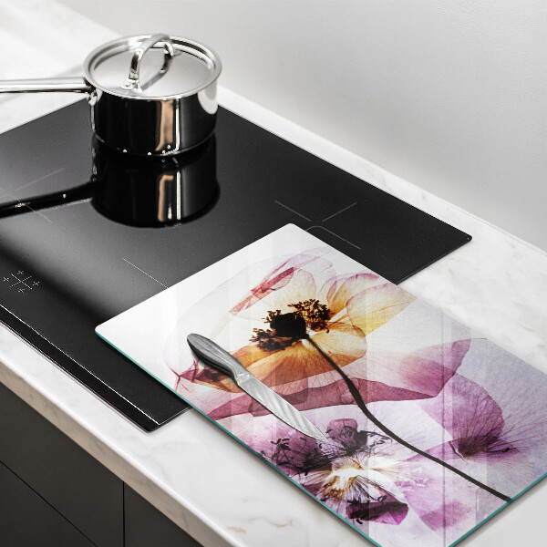 Kuchynská doska veľká zo skla Jemné kvety