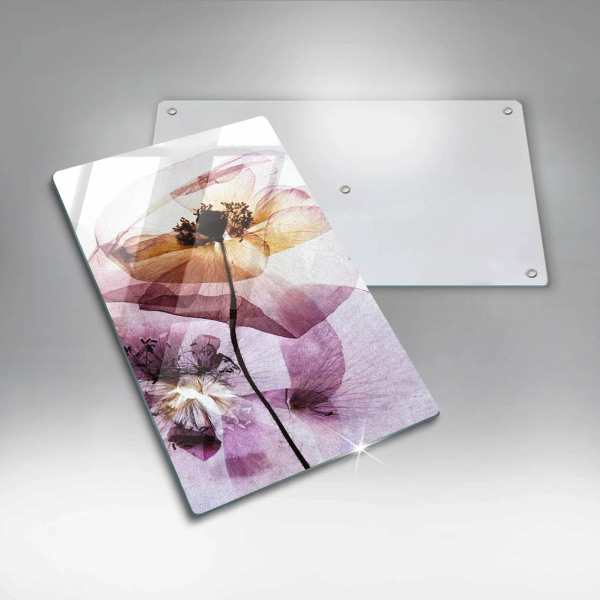 Kuchynská doska veľká zo skla Jemné kvety