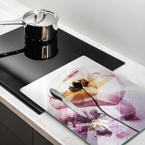 Kuchynská doska veľká zo skla Jemné kvety