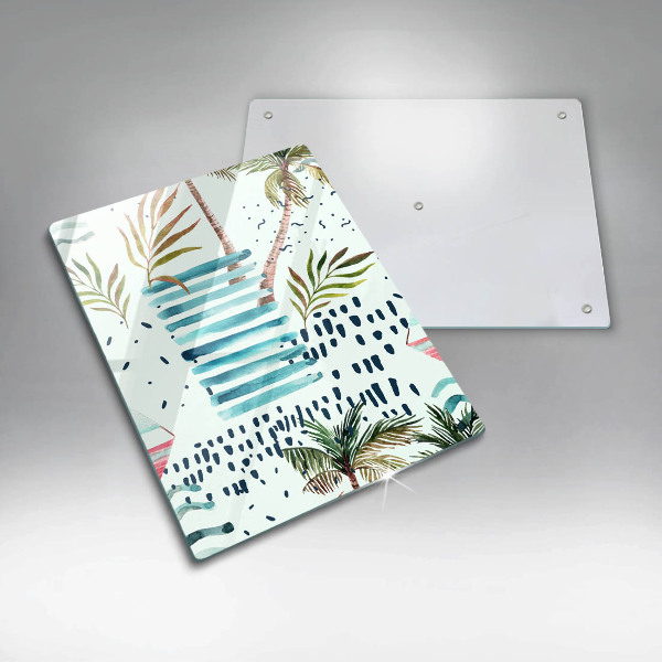 Kuchynská doska veľká zo skla Dovolenkové ilustrácie