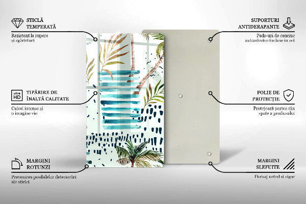 Kuchynská doska veľká zo skla Dovolenkové ilustrácie