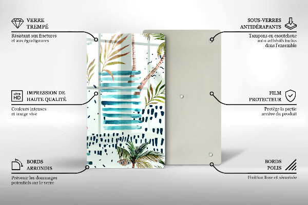 Kuchynská doska veľká zo skla Dovolenkové ilustrácie