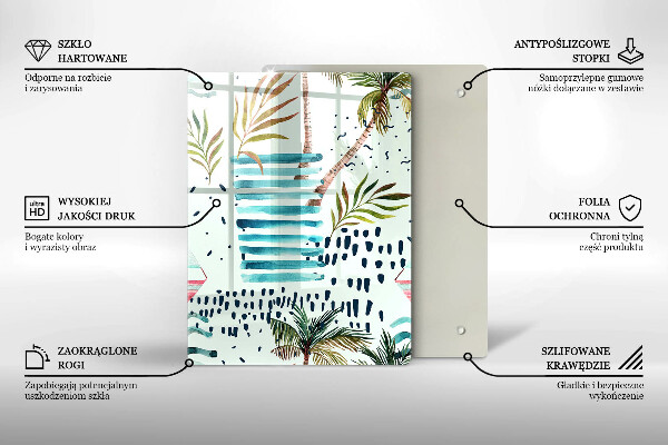 Kuchynská doska veľká zo skla Dovolenkové ilustrácie