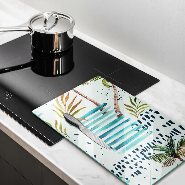 Kuchynská doska veľká zo skla Dovolenkové ilustrácie