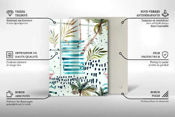 Kuchynská doska veľká zo skla Dovolenkové ilustrácie