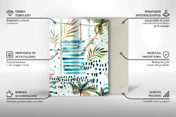 Kuchynská doska veľká zo skla Dovolenkové ilustrácie