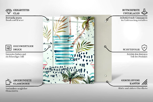 Kuchynská doska veľká zo skla Dovolenkové ilustrácie