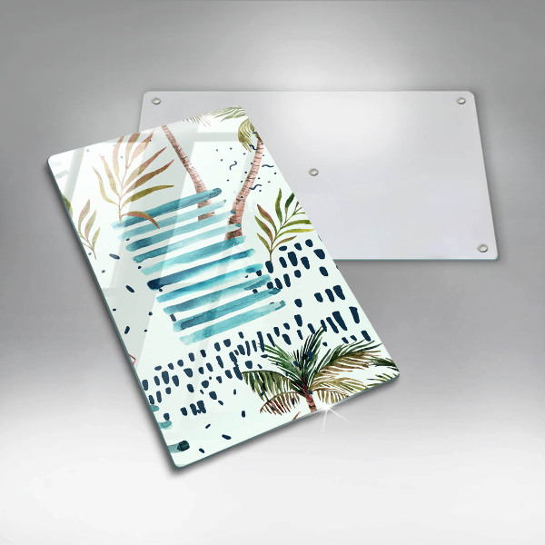 Kuchynská doska veľká zo skla Dovolenkové ilustrácie