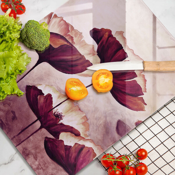 Kuchynská doska veľká zo skla Maľovanie kvetov