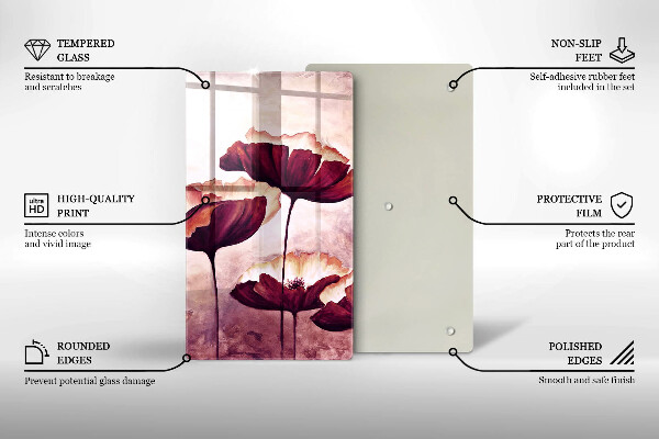 Kuchynská doska veľká zo skla Maľovanie kvetov