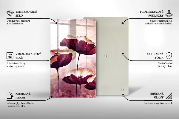 Kuchynská doska veľká zo skla Maľovanie kvetov