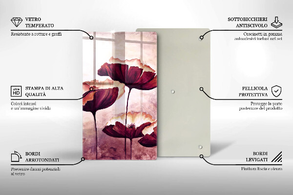 Kuchynská doska veľká zo skla Maľovanie kvetov