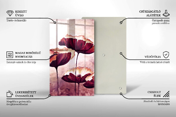 Kuchynská doska veľká zo skla Maľovanie kvetov