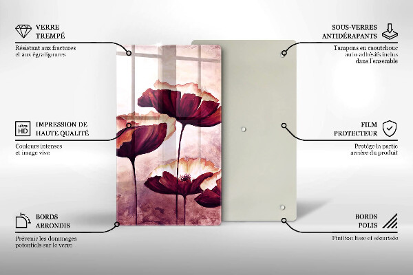 Kuchynská doska veľká zo skla Maľovanie kvetov