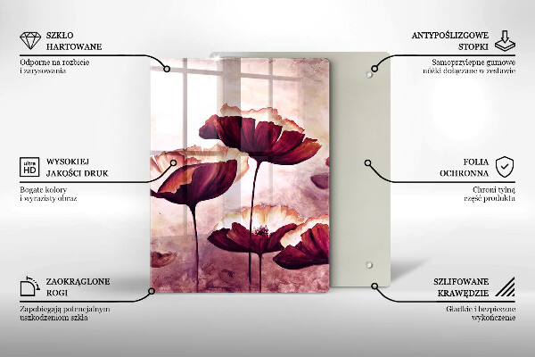 Kuchynská doska veľká zo skla Maľovanie kvetov