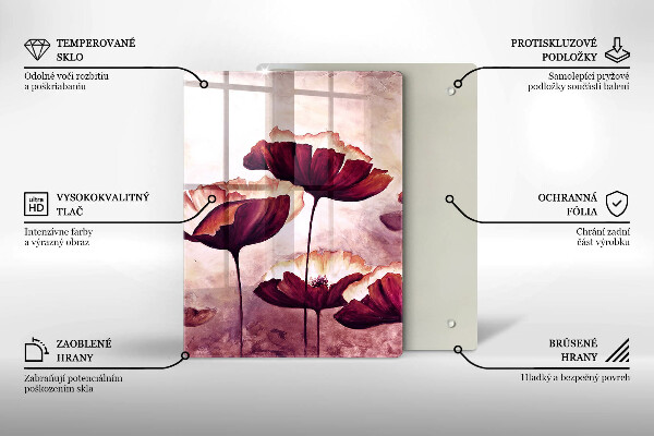 Kuchynská doska veľká zo skla Maľovanie kvetov