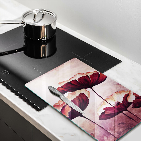 Kuchynská doska veľká zo skla Maľovanie kvetov