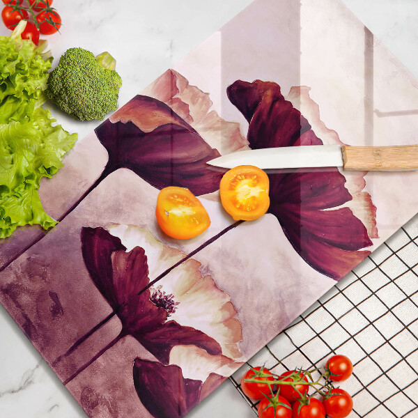 Kuchynská doska veľká zo skla Maľovanie kvetov