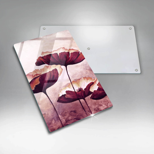 Kuchynská doska veľká zo skla Maľovanie kvetov